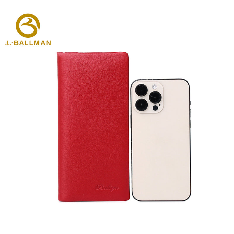 Leather Long Wallet with Zipper Pocket Multi Card Slots ID Window OEM ODM Custom Wholesale Manufacturer 1659#
