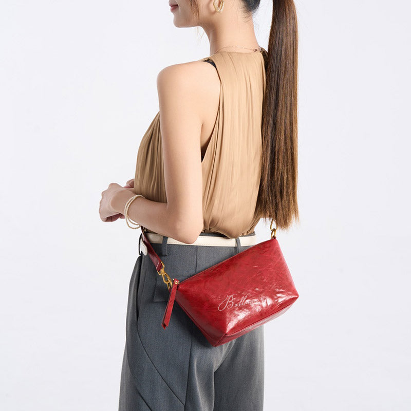 Wholesale Customizable Leather Crinkled Texture Hobo Bag Zipper Closure Adjustable Strap Crossbody Bag H98037