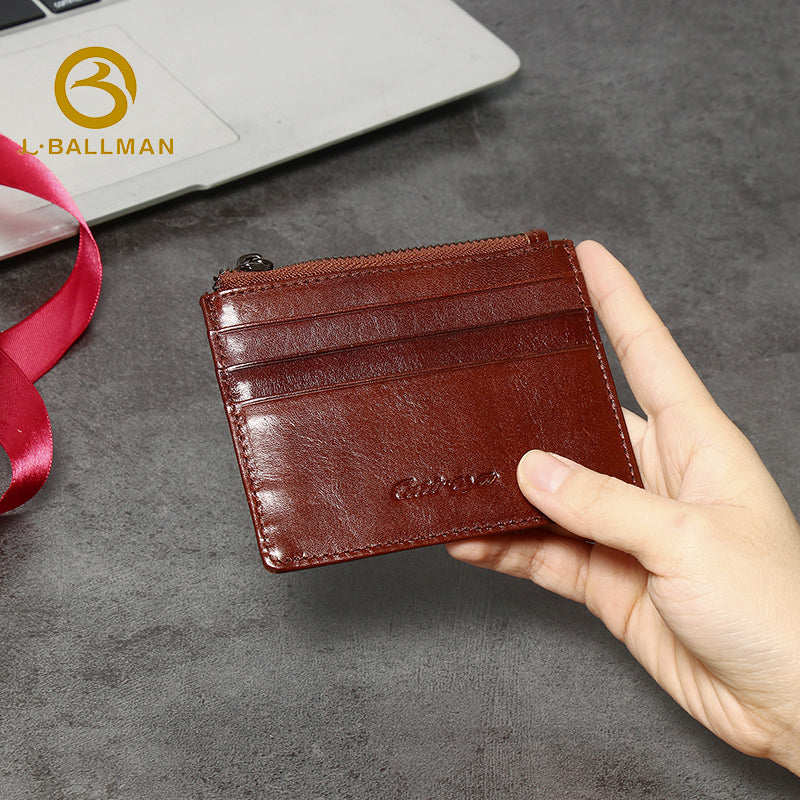 Leather Card Holder with Zipper Coin Pocket OEM ODM Custom Wholesale Manufacturer 1649#
