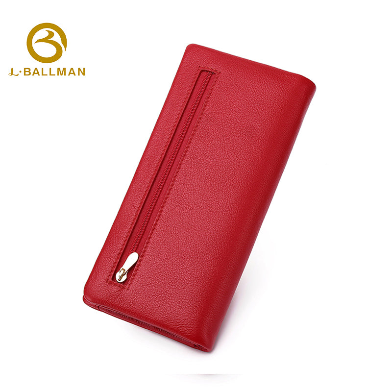 Leather Long Wallet with Zipper Pocket Multi Card Slots ID Window OEM ODM Custom Wholesale Manufacturer 1659#