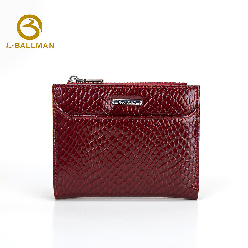 Patent Snake Embossed Leather Women'S Small Bifold Wallet With Multi Card Slots And Zipper Pocket For Daily Use, Wholesale Custom, 3932#