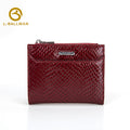Patent Snake Embossed Leather Women'S Small Bifold Wallet With Multi Card Slots And Zipper Pocket For Daily Use, Wholesale Custom, 3932#