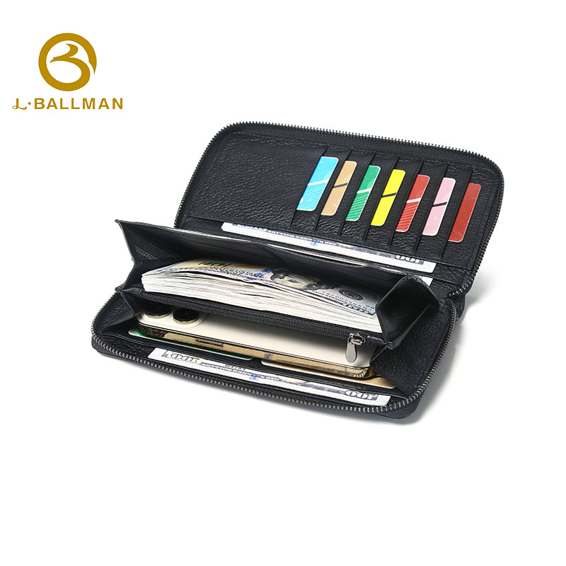 Genuine Leather Men'S Long Zip Around Clutch Bag With Detachable Wrist Strap And Large Capacity For Business Daily Use, Wholesale Custom, 6305#