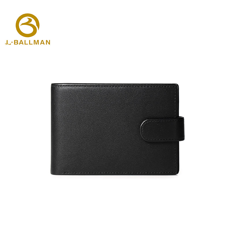 Leather Bifold Wallet with Snap Button Closure Multi Card Slots Bill Compartment ID Window OEM ODM Custom Wholesale Manufacturer 2647#