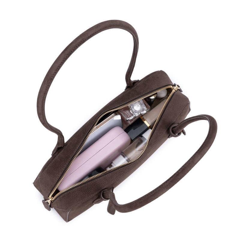Wholesale Custom Leather Baguette Bag Long Top Handle Zipper Closure Retro Style XK001
