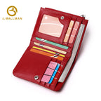 Short Leather Wallet with Zipper Coin Pocket Snap Button Multi Card Slots ID Window OEM ODM Custom Wholesale Manufacturer 1688#