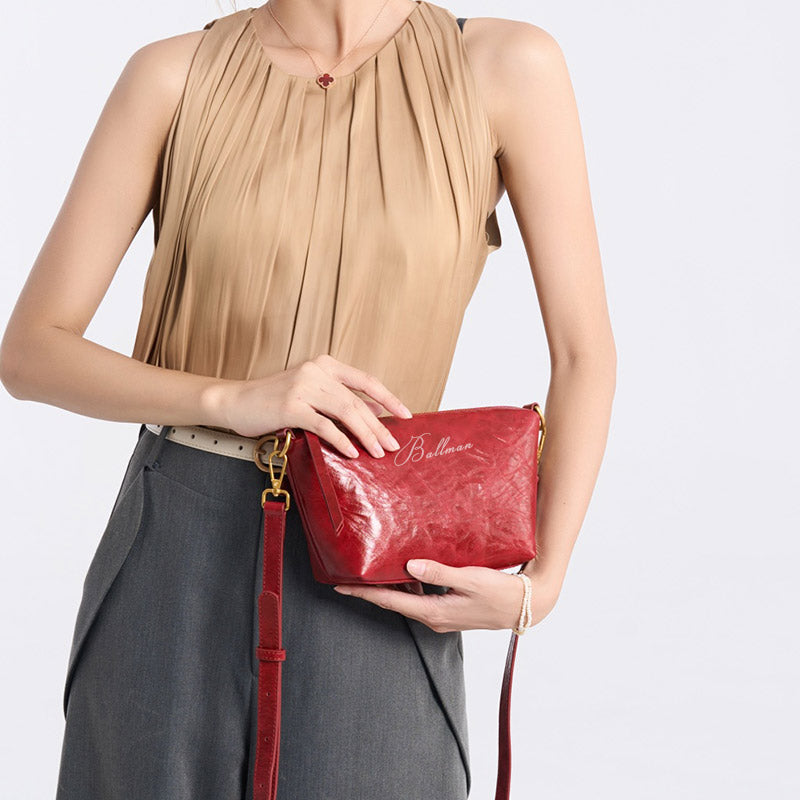 Wholesale Customizable Leather Crinkled Texture Hobo Bag Zipper Closure Adjustable Strap Crossbody Bag H98037