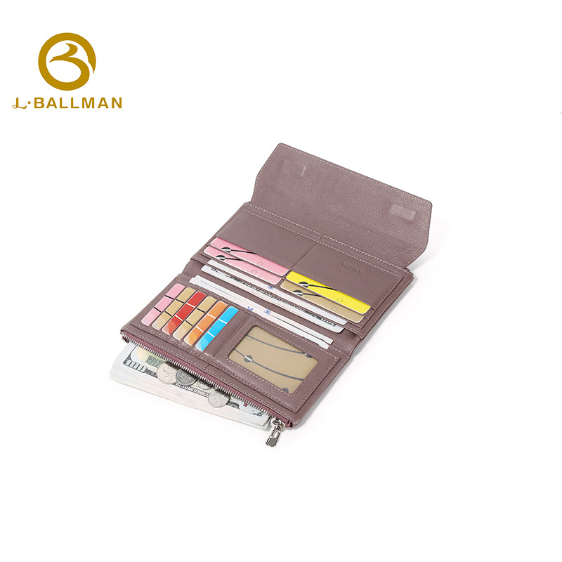 Leather Long Wallet with Zipper Closure Flap Multi Card Slots ID Window Bill Compartment OEM ODM Custom Wholesale Manufacturer 3929-2#