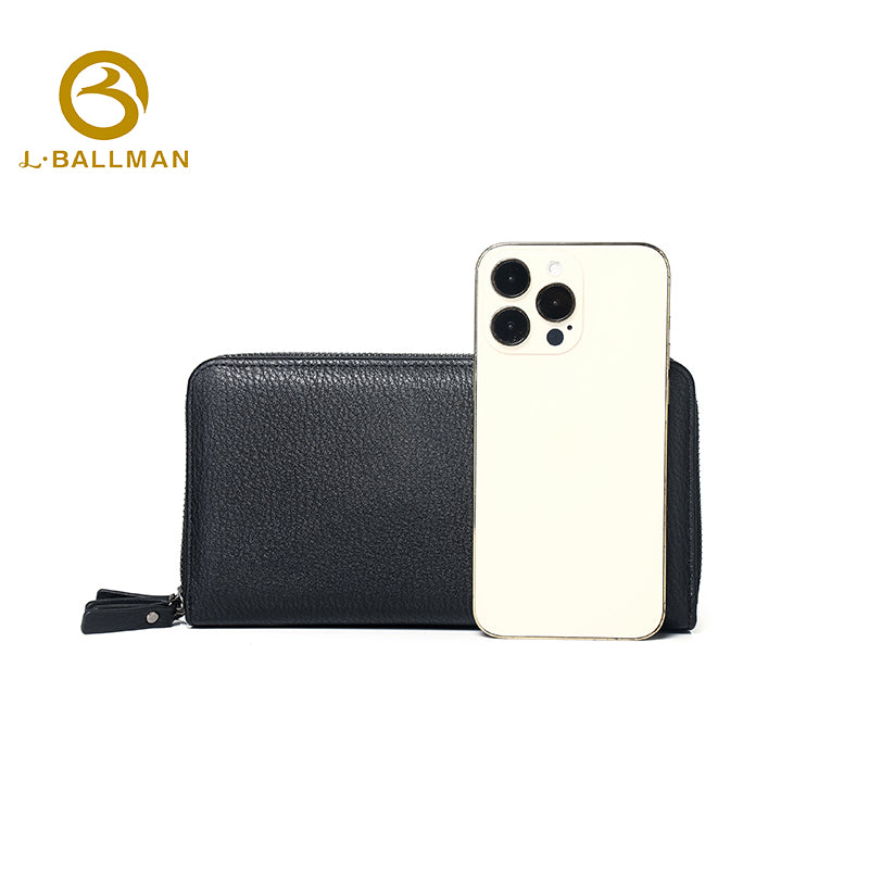 Genuine Leather Men'S Double Zip Around Clutch Bag With Separate Card Slots And Dual Compartment Large Capacity For Business Daily Use, Wholesale Custom, 6309#
