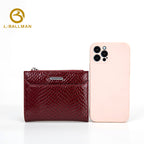 Patent Snake Embossed Leather Women'S Small Bifold Wallet With Multi Card Slots And Zipper Pocket For Daily Use, Wholesale Custom, 3932#