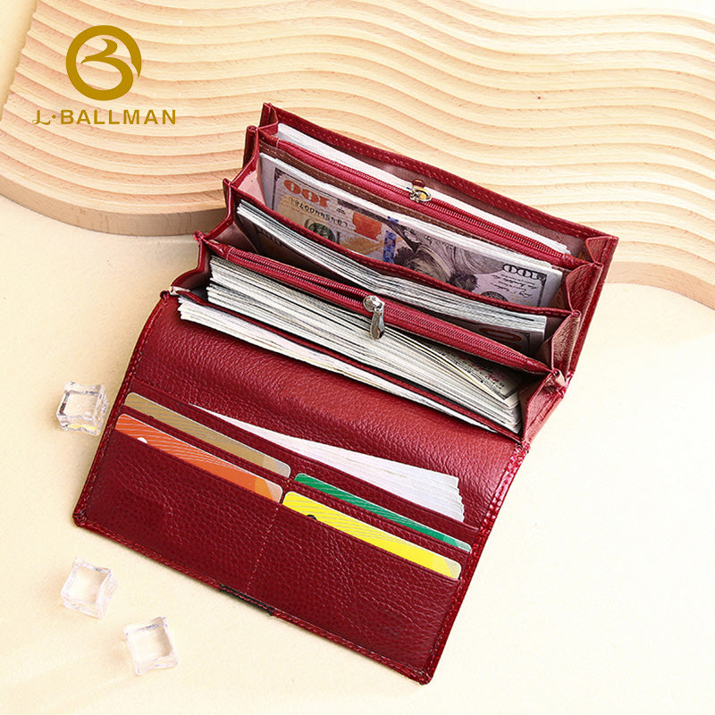 Women Long Patent Leather Wallet Crocodile Embossed Metal Flap Multi Card Slots Zipper Pockets 803# Wholesale Custom