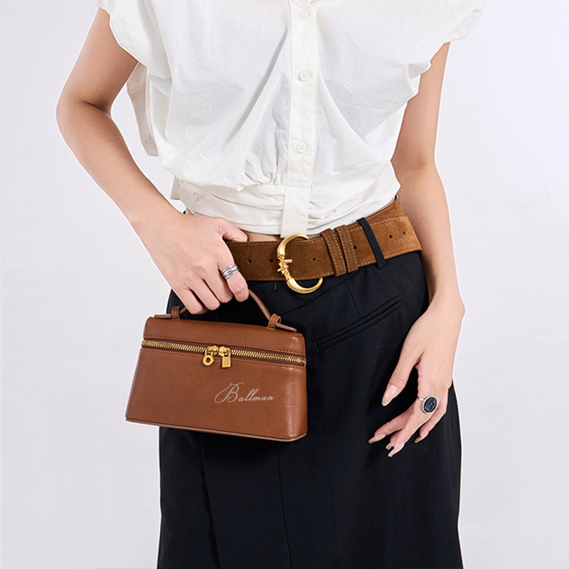 Wholesale Custom Leather Box Mini Crossbody Bag Double Zipper Small Handbag H98040