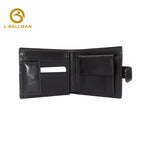 Wholesale Custom leather men short wallet smooth genuine leather snap button multi card slots daily business travel purse 241#