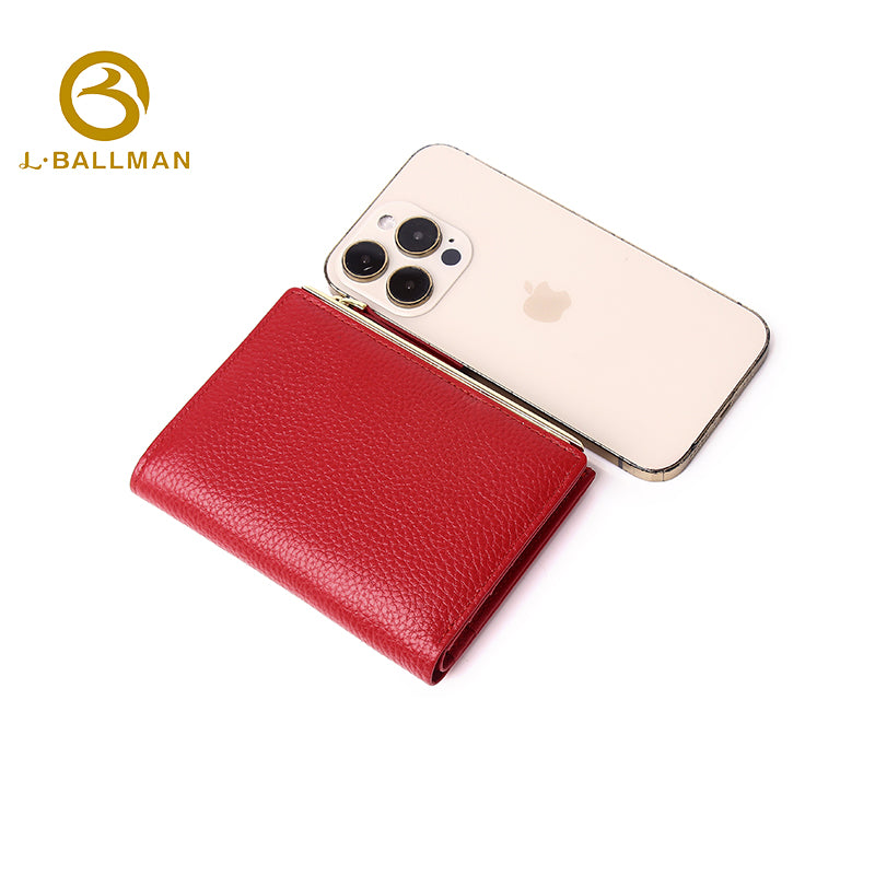 Genuine Leather Women'S Small Bifold Wallet With Zipper Coin Pocket For Daily Carry, Wholesale Custom, 3931#