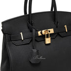 Wholesale Custom Leather Birkin Style Handbag Lock Hardware Top Handle Detachable Shoulder Strap BK001