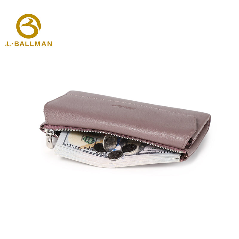 Leather Long Wallet with Zipper Closure Flap Multi Card Slots ID Window Bill Compartment OEM ODM Custom Wholesale Manufacturer 3929-2#