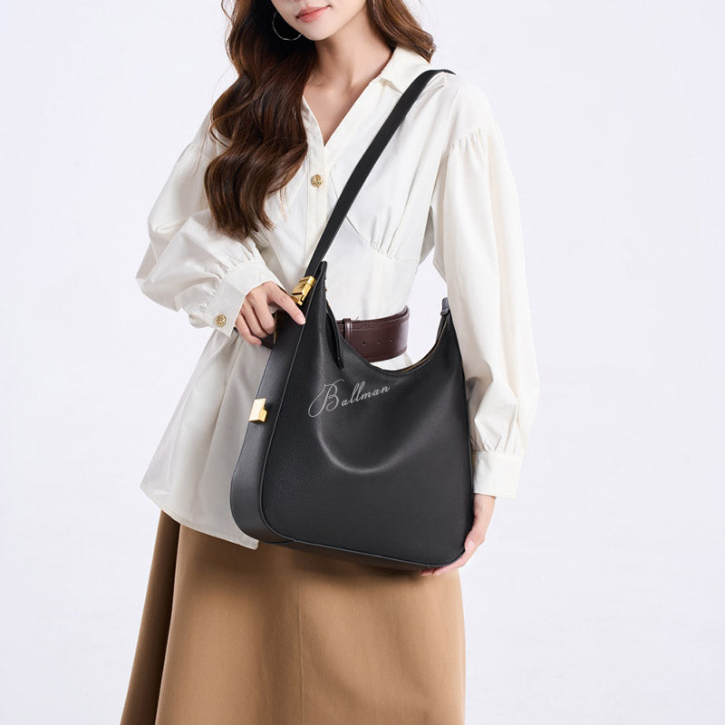 Wholesale Custom Leather Hobo Bag, Gold Hardware, Large Capacity Shoulder Bag, H98078