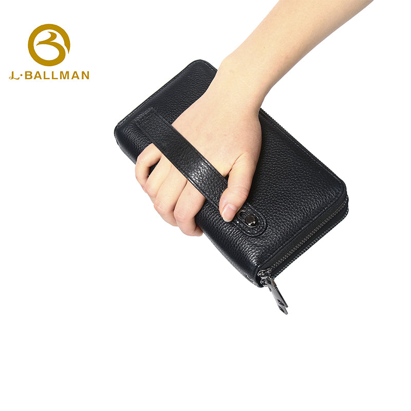Genuine Leather Men'S Double Zip Around Clutch Bag With Full Page Multi Card Slots And Large Capacity For Business Daily Use, Wholesale Custom, 6309-2#