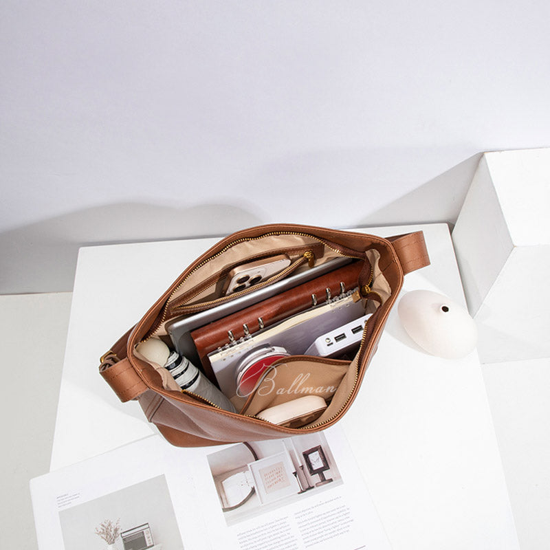 Wholesale Custom Italian Imported Leather Hobo Bag Adjustable Shoulder Strap Large Capacity Daily Work Tote H98043