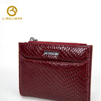 Patent Snake Embossed Leather Women'S Small Bifold Wallet With Multi Card Slots And Zipper Pocket For Daily Use, Wholesale Custom, 3932#