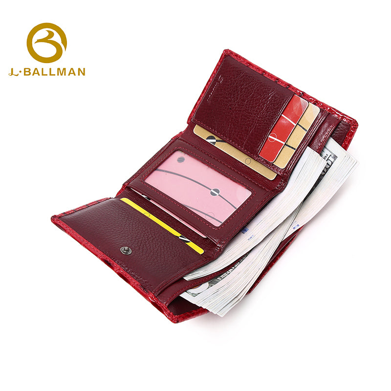 Women Short Patent Leather Wallet Crocodile Embossed Trifold Kiss Lock Multi Card Slots Id Window 512-82A Wholesale Custom