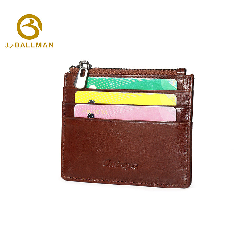 Leather Card Holder with Zipper Coin Pocket OEM ODM Custom Wholesale Manufacturer 1649#