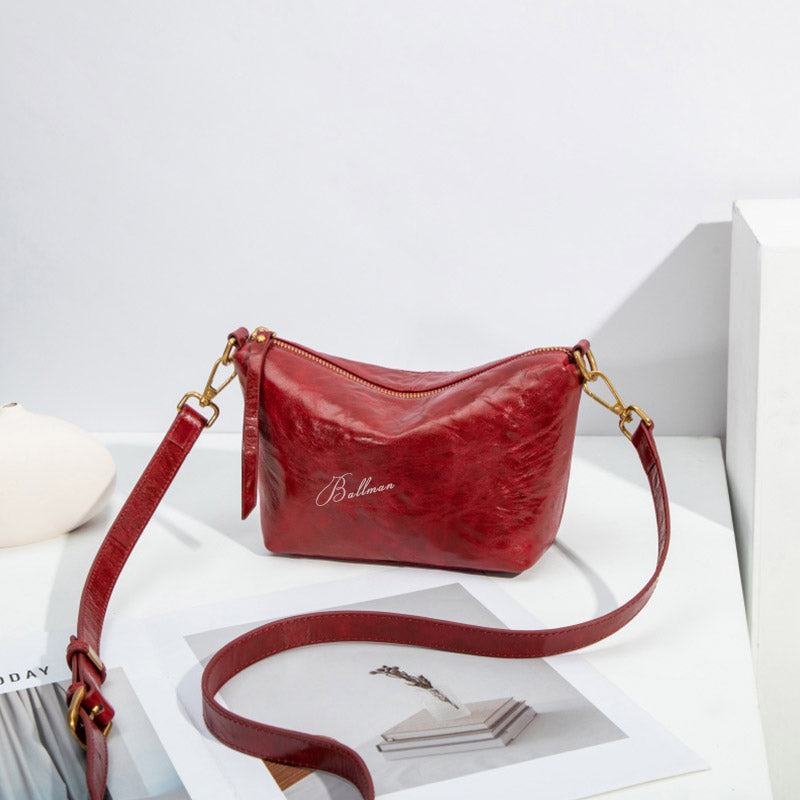 Wholesale Customizable Leather Crinkled Texture Hobo Bag Zipper Closure Adjustable Strap Crossbody Bag H98037