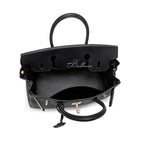 Wholesale Custom Leather Birkin Style Handbag Lock Hardware Top Handle Detachable Shoulder Strap BK001