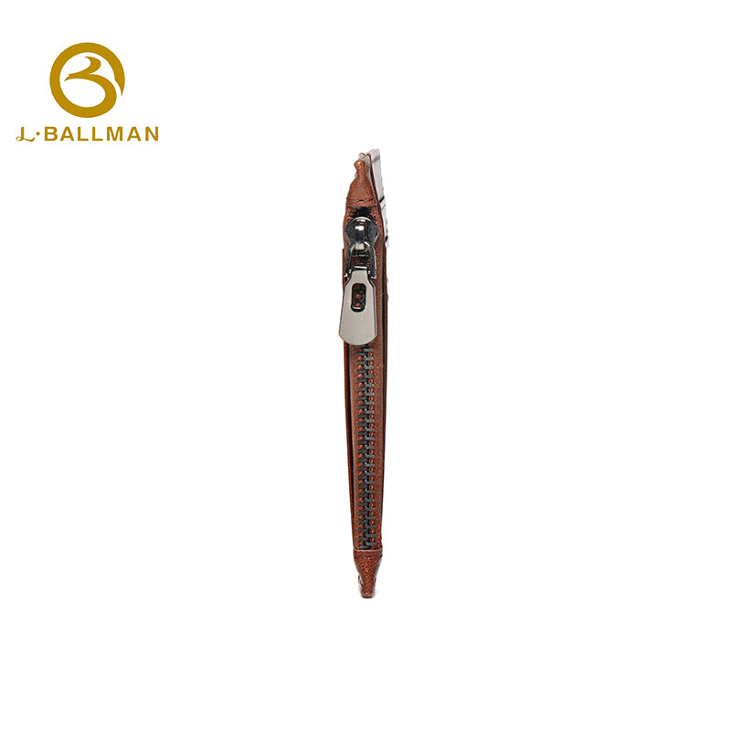Vegetable Tanned Leather Card Holder with Zipper Coin Pocket Multi Card Slots OEM ODM Custom Wholesale Manufacturer 1664#