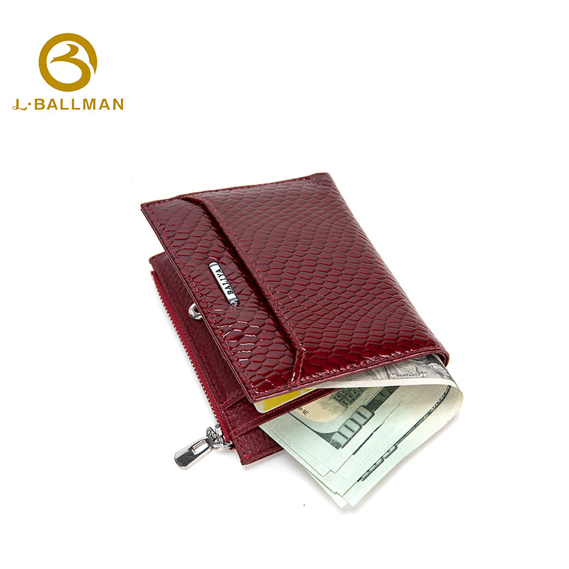 Patent Snake Embossed Leather Women'S Small Bifold Wallet With Multi Card Slots And Zipper Pocket For Daily Use, Wholesale Custom, 3932#