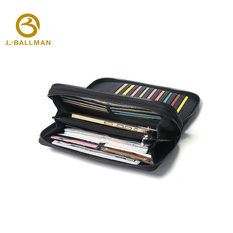 Genuine Leather Men'S Double Zip Around Clutch Bag With Full Page Multi Card Slots And Large Capacity For Business Daily Use, Wholesale Custom, 6309-2#