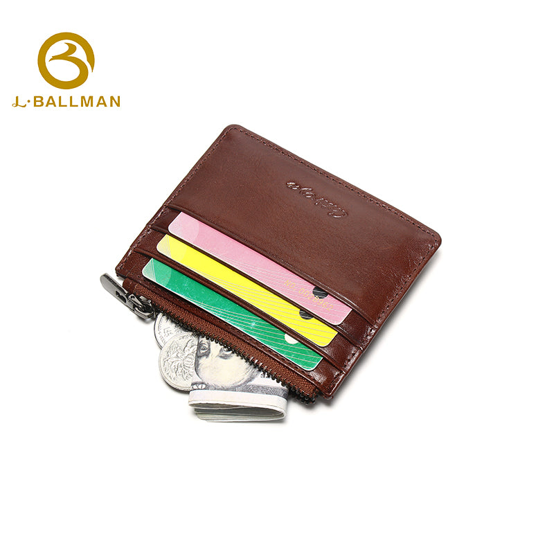 Leather Card Holder with Zipper Coin Pocket OEM ODM Custom Wholesale Manufacturer 1649#