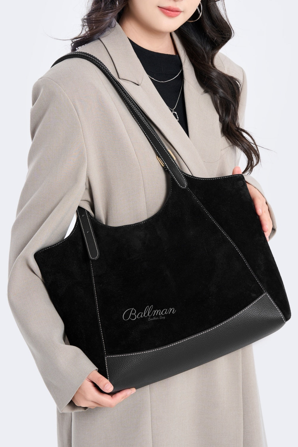 Women Suede Leather Tote Bag 8108-20# | Custom OEM ODM Wholesale Handbag