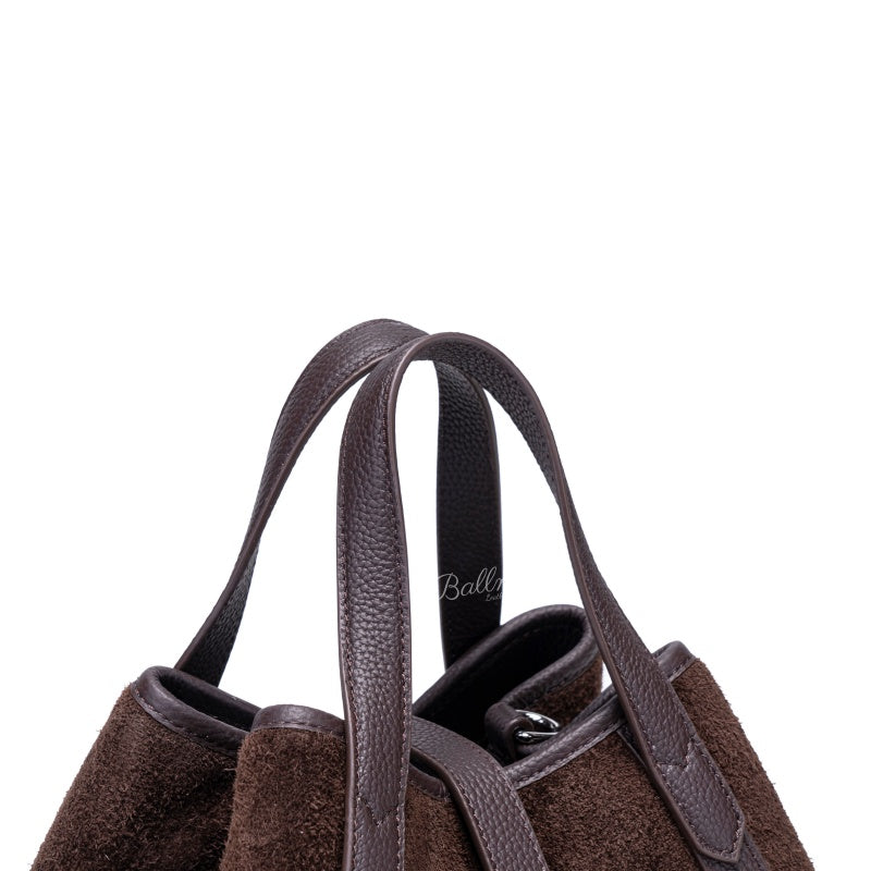 Suede Genuine Leather Tote Handbag, Top Handle Lock Closure For Daily Shopping Casual Outing 8108-29# |ODM OEM Wholesale