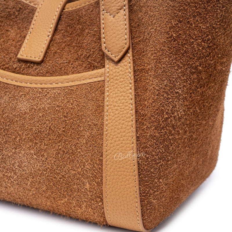 Suede Genuine Leather Tote Handbag, Top Handle Lock Closure For Daily Shopping Casual Outing 8108-29# |ODM OEM Wholesale