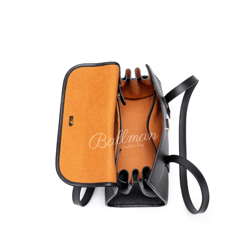 Genuine Leather Flap Shoulder Bag, Long Thin Straps Tag Decoration For Daily Use 8108-33#| Custom Logo ODM OEM Wholesale