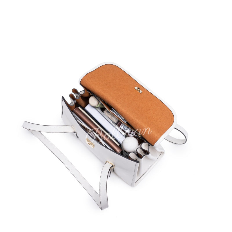 Genuine Leather Flap Shoulder Bag, Long Thin Straps Tag Decoration For Daily Use 8108-33#| Custom Logo ODM OEM Wholesale