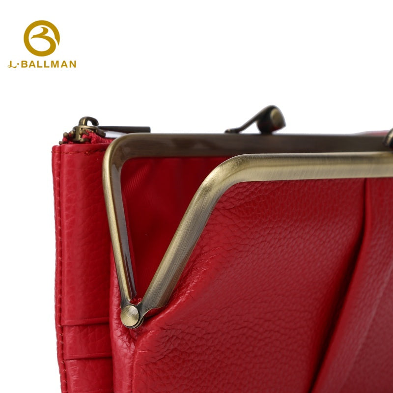 Long Leather Wallet with Metal Frame Zipper Closure Multi Card Slots ID Window Phone Pocket OEM ODM Custom Wholesale Manufacturer 1673#