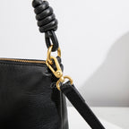 Wholesale Customizable Leather Hobo Crossbody Bag Knotted Shoulder Strap Gold Hardware Soft Relaxed Silhouette Detachable Long Strap H98087