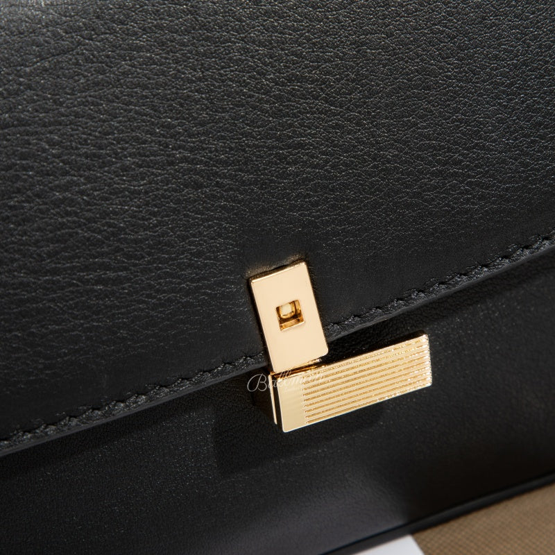 Wholesale Customizable Leather Flap Shoulder Bag Rectangular Gold Bar Lock Chain Decorated Shoulder Strap Daily Underarm Bag H98083
