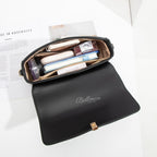 Wholesale Customizable Leather Flap Shoulder Bag Rectangular Gold Bar Lock Chain Decorated Shoulder Strap Daily Underarm Bag H98083