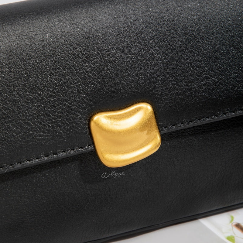 Wholesale Customizable Leather Flap Shoulder Bag Retro Gold Hardware Turn?Lock Closure Slim Underarm Handbag H98081
