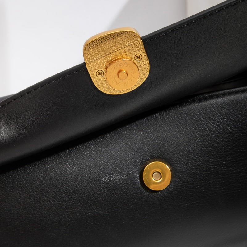 Wholesale Customizable Leather Flap Shoulder Bag Retro Gold Hardware Turn?Lock Closure Slim Underarm Handbag H98081