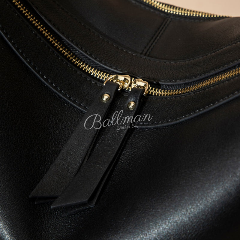 Wholesale Customizable Large Leather Hobo Shoulder Bag Gold Zipper Tassel Detail Adjustable Wide Strap Big Capacity Work Daily Tote H98089