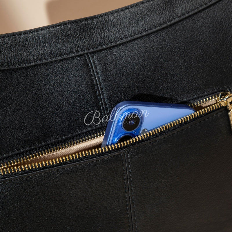 Wholesale Customizable Large Leather Hobo Shoulder Bag Gold Zipper Tassel Detail Adjustable Wide Strap Big Capacity Work Daily Tote H98089