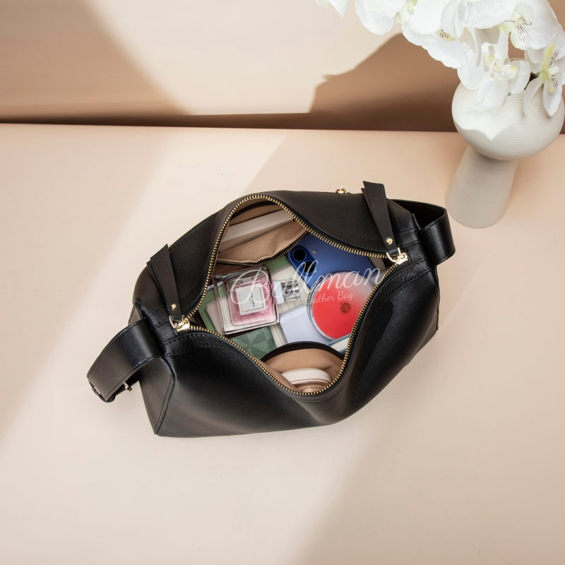 Wholesale Customizable Large Leather Hobo Shoulder Bag Gold Zipper Tassel Detail Adjustable Wide Strap Big Capacity Work Daily Tote H98089