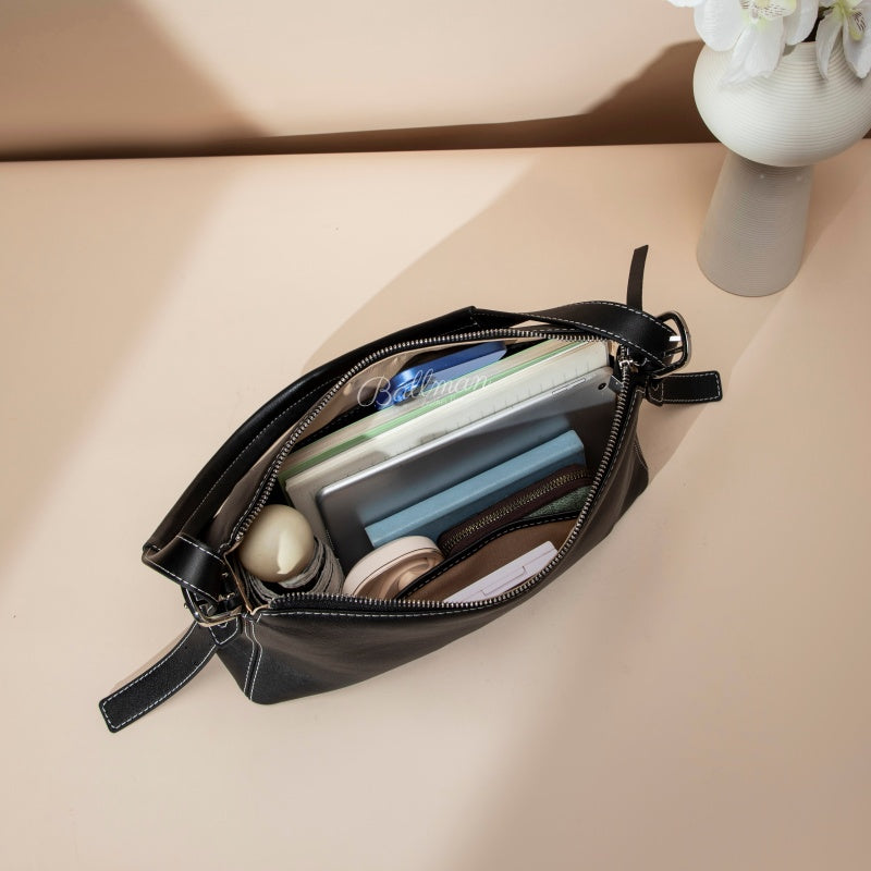 Wholesale Custom Leather Shoulder Bag Contrast Stitching Adjustable Strap Large Capacity H98093