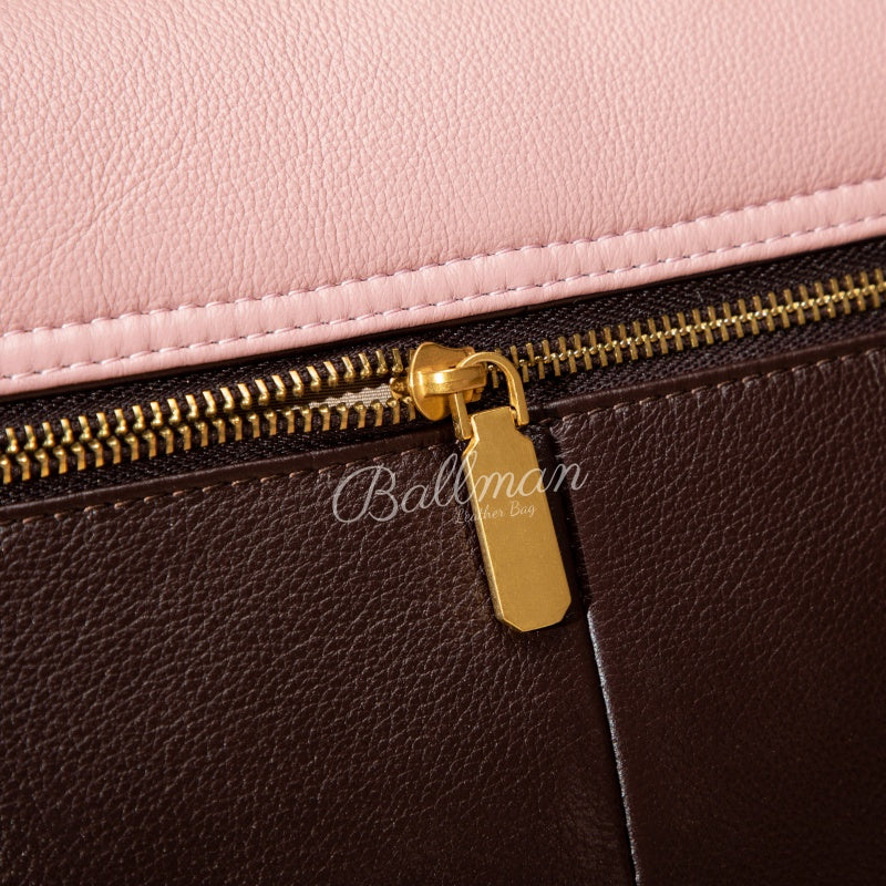 Wholesale Customizable Leather Flap Shoulder Bag Two?Tone Color Vintage Buckle Closure Adjustable Shoulder Strap Office Ladies Handbag H98091