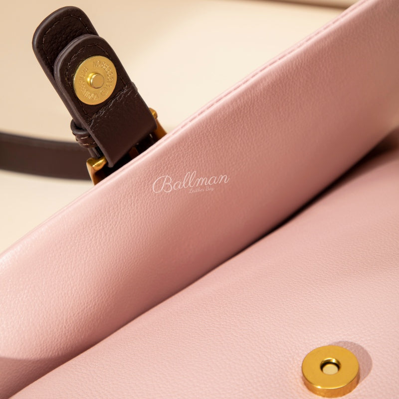 Wholesale Customizable Leather Flap Shoulder Bag Two?Tone Color Vintage Buckle Closure Adjustable Shoulder Strap Office Ladies Handbag H98091