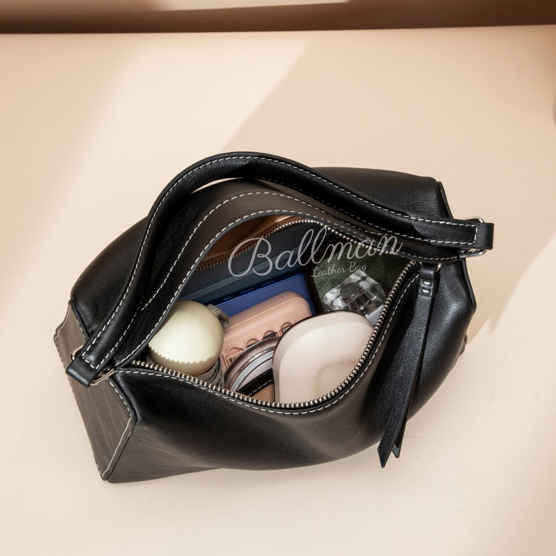 Wholesale Customizable Leather Shoulder Crossbody Bag Contrast Stitching Detail Soft Rectangular Shape Detachable Long Crossbody Strap H98088